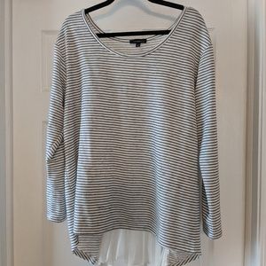 Lane Bryant Navy & Grey Heathered Stripe Shirt
